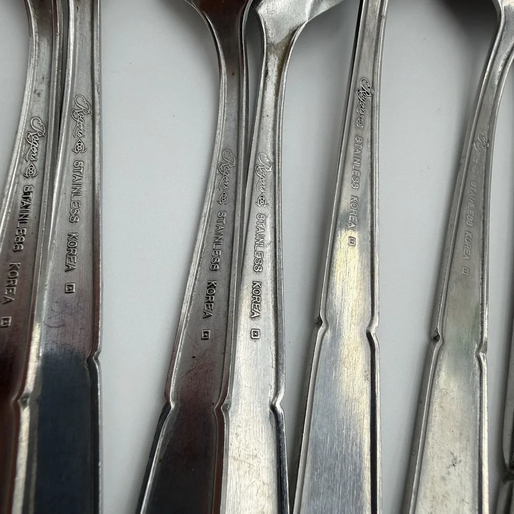 Stanley Roberts Stainless Steel Dinner Crestvu Burnished Flatware 7Pc Mixed Set